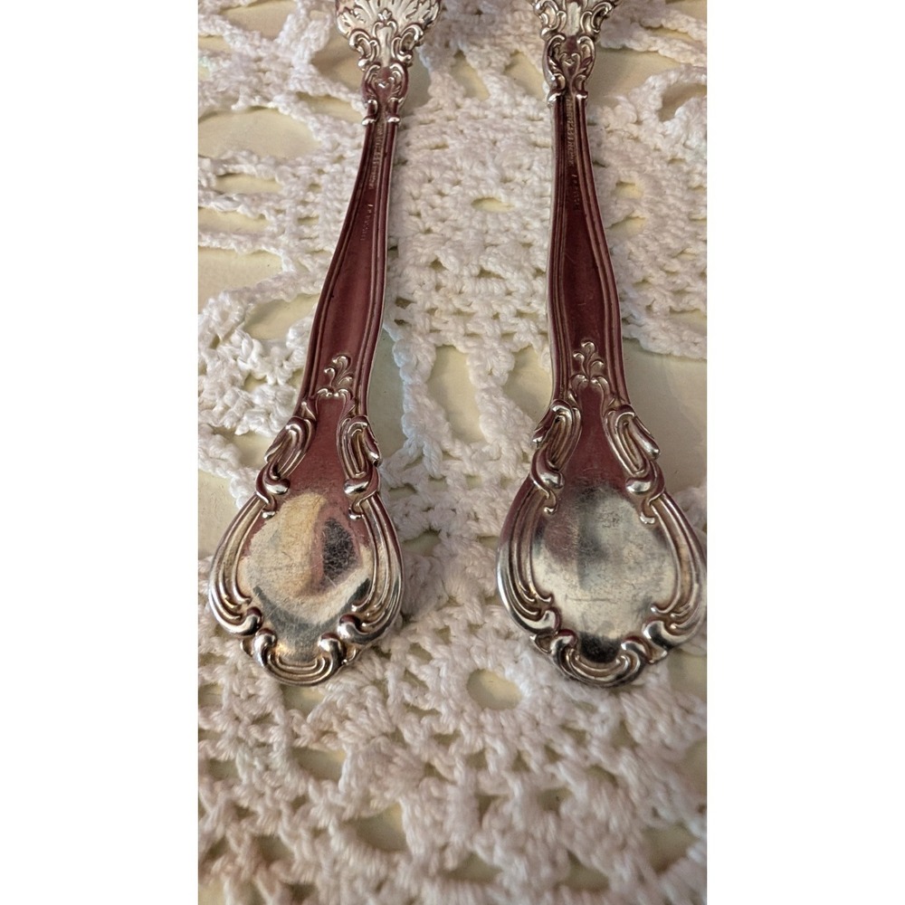 Antique Gorham Chantilly Sterling Silver 7" Dinner Forks Set of 2 Monogram "M" - Picture 8 of 8